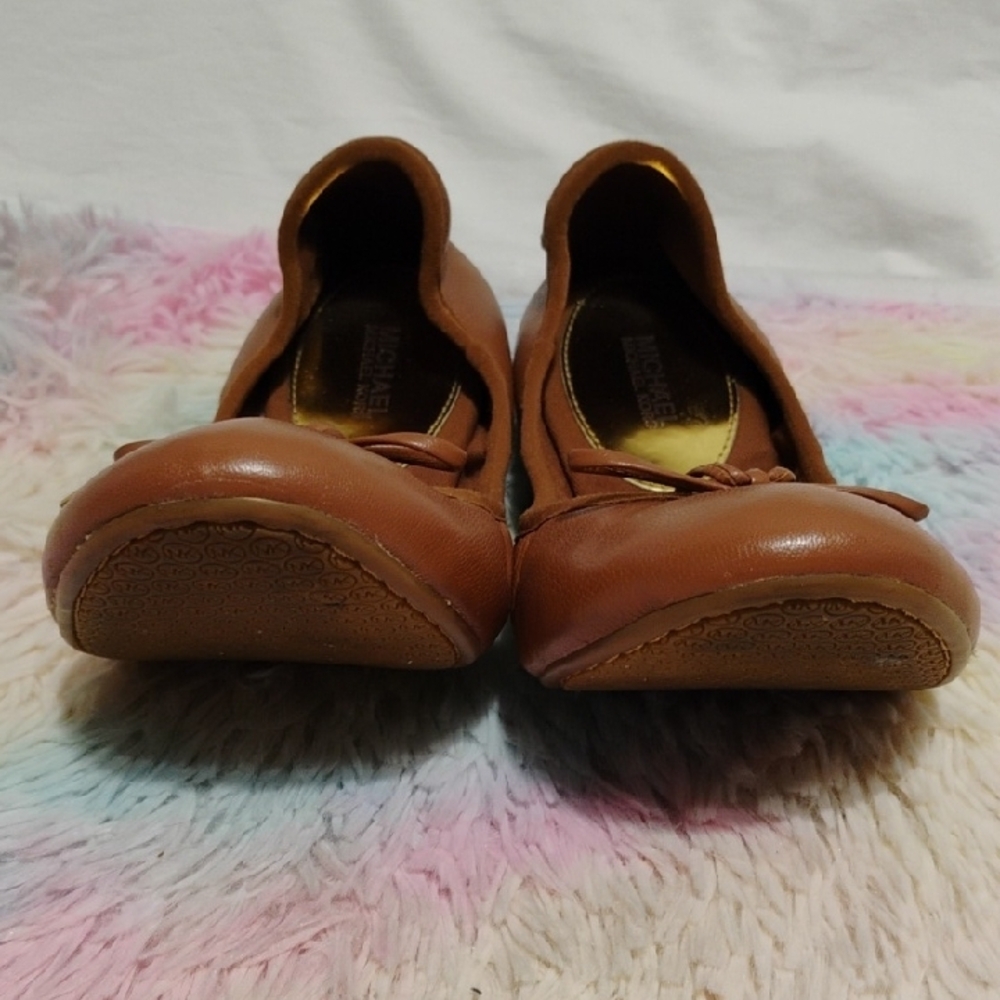 Michael Kors Women's Brown Leather Ballet Flats Sz.8.5 Worn 2x - Picture 4 of 11